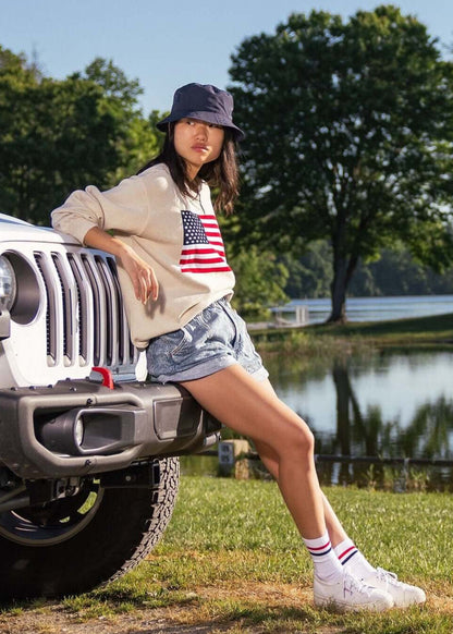 Unisex American Flag Knit Crew