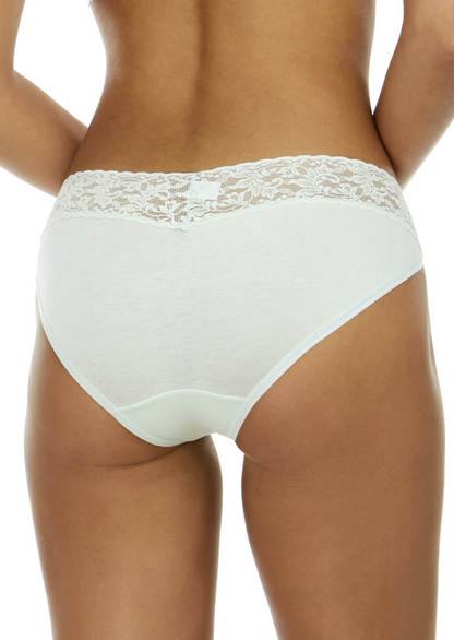 Cucumber Cotton V-Kini Panty with Lace Trim Made in USA