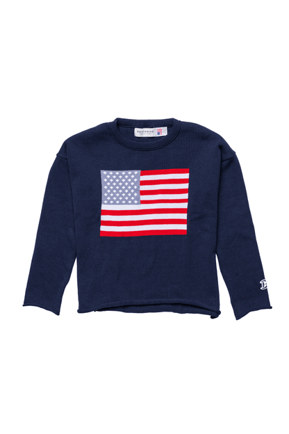 Women's American Flag Knit Cropped Crew