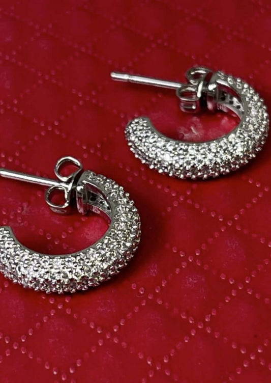 Shine On Hoop Earrings with Cubic Zirconia Made in USA